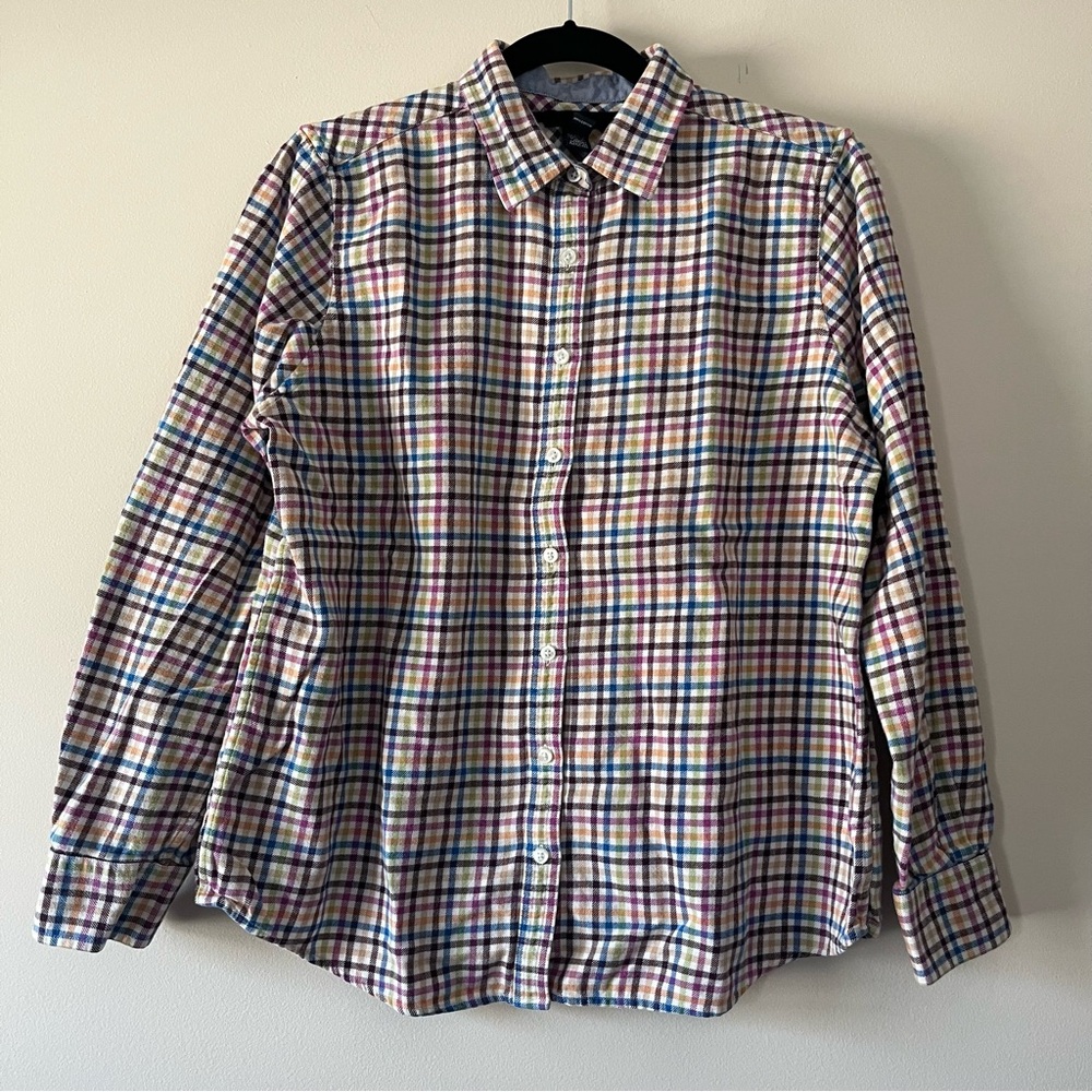Lands’ End Multi-Color Plaid Flannel Button Front Shirt